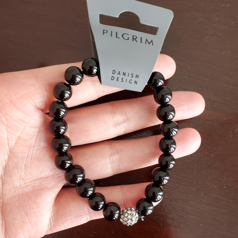 Pilgrim black stone bracelet